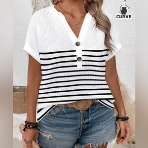Stylish White and Black Striped Blouse